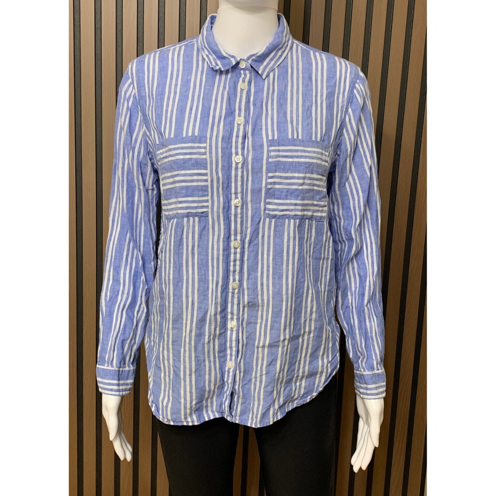 Boden Blue White Striped 100% Linen Button Down Shirt WA785 US 4P UK 8P